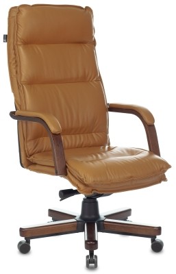 Кресло для руководителя Бюрократ T-9927WALNUT горчичная кожа